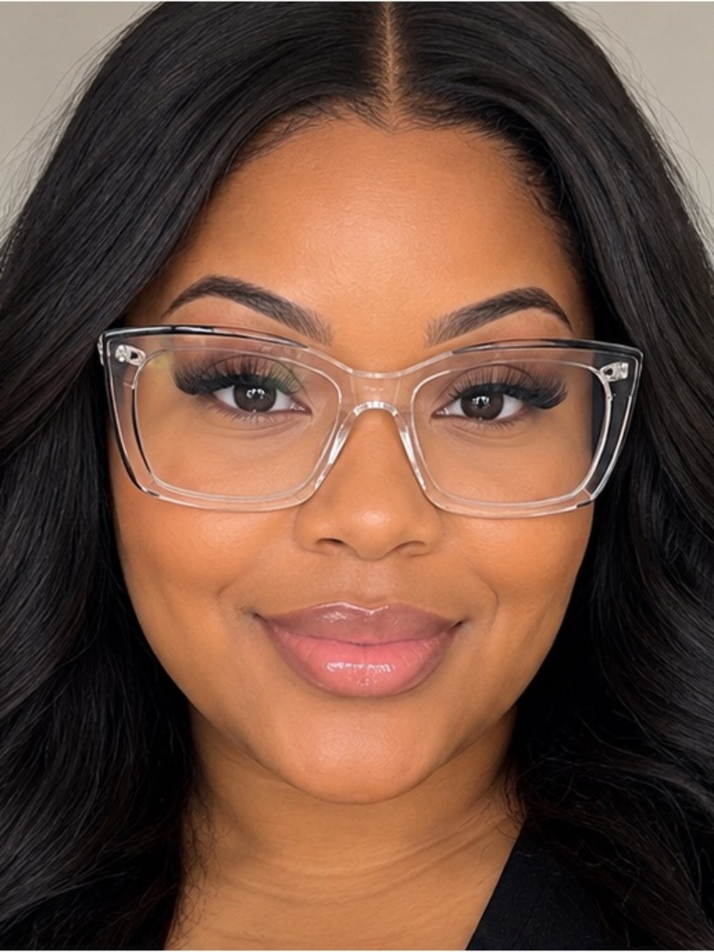 Clear Black Trim Cat Eye Glasses